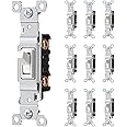 DEWENWILS Toggle Light Switch, Single Pole, 15A 120-277V, On/Off Wall Switch Replacement for Home, Kitchen, Office, Residential Grade, Grounding, UL Listed, White, 10 Pack