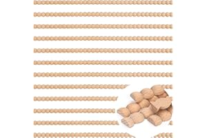 Songholee 12pcs Decorative Beaded Wood Trim, 15.75 Inch Cute Half Wooden Beads Bobbin Trim Unfinished 3D Bead Molding Stick f