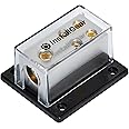 InstallGear 0/2/4 AWG Gauge Power Distribution Block 1/0 Gauge in to (4) 4/8 Gauge Out - Fuse Block for Auto, RV, Motorcycle, and Boat - Distribution Block Car Audio