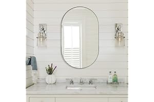 ANDY STAR Brushed Nickel Bathroom Mirror, 20x33 Oval Silver Mirrors, Oval Wall Mirror, Oval Vanity Mirror HD Reflection Metal Frame Mirror for Bathroom Hang Vertical or Horizontal