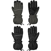 Cooraby 2 Pairs Kids Snow Ski Gloves Winter Waterproof Warm Gloves for Boys Girls Cold Weather Outdoor