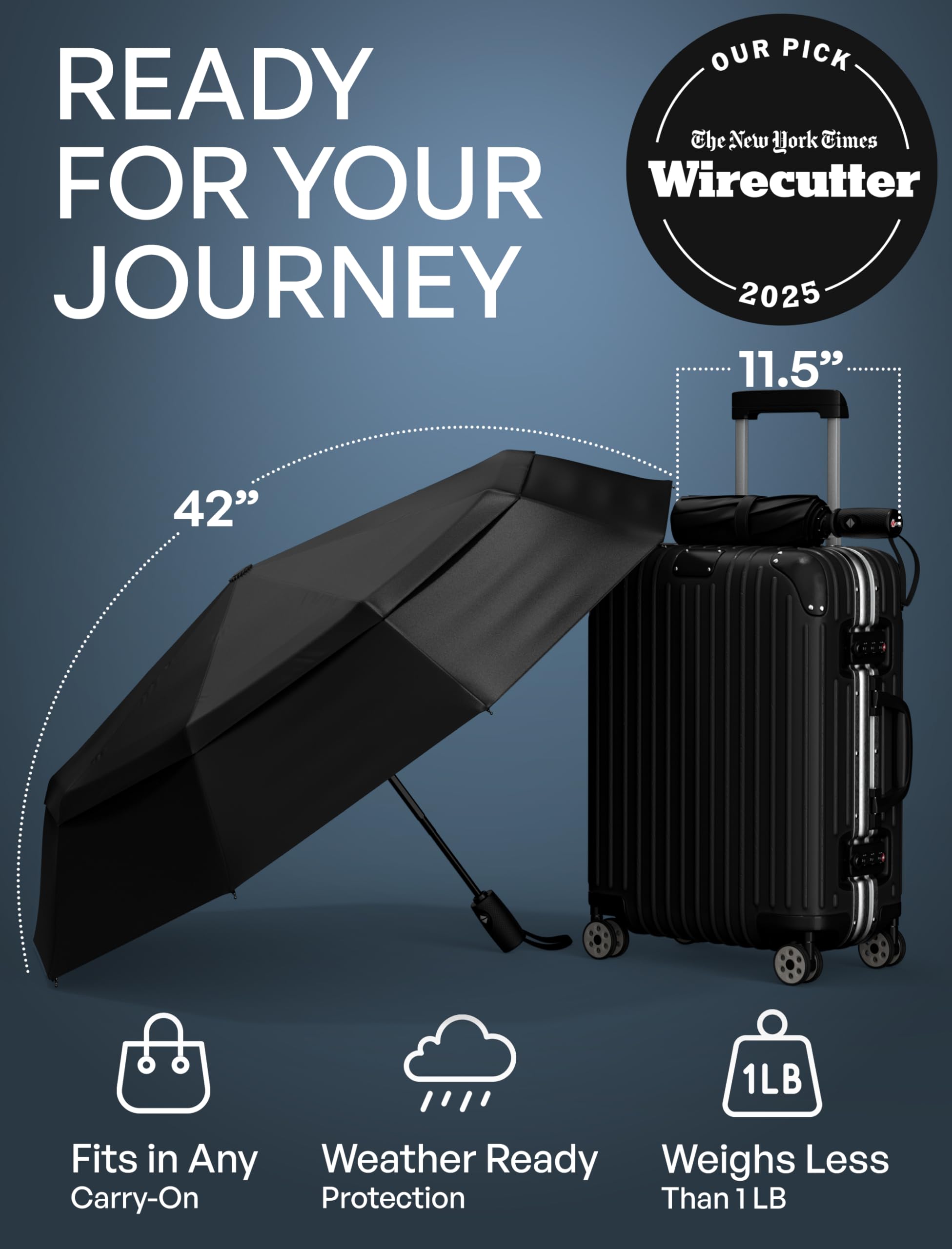 Repel Umbrella REPEL Windproof Travel Umbrella - Compact & Withstands Winds up to 85MPH , Strongest Premium Auto Folding Umbrella for Rain and Sun - Durable, Light & Portable for Women & Men , Fits Backpack & Cars