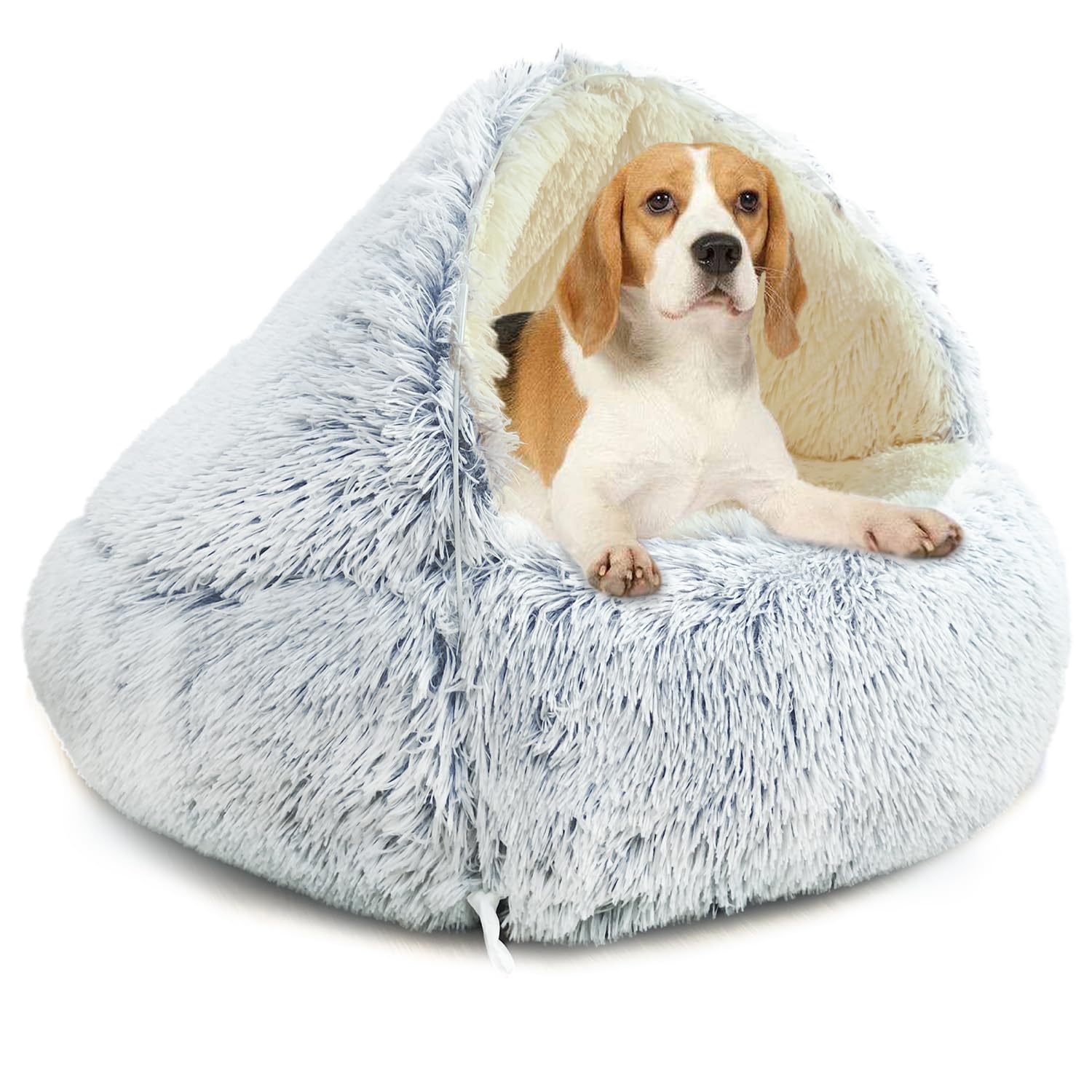 YAGE Dog Bed 65cm,Hood with supports—Fluffy Calming Pet Bed Suitable for pets under 10kg with Removable Washable Cover,Luxury Super Soft Pet Cave Bed Washable Patent No.: 6242416 (under 10kg)