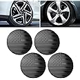 Crynod 4 PCS Car Hubcap Decorative Sticker, 2.2" x 2.2" American Flag Patriotic Element Design Rim Center Protection Cover, Self-Adhesive Quick Installation Accessories, for Most Cars, SUVs (Black)