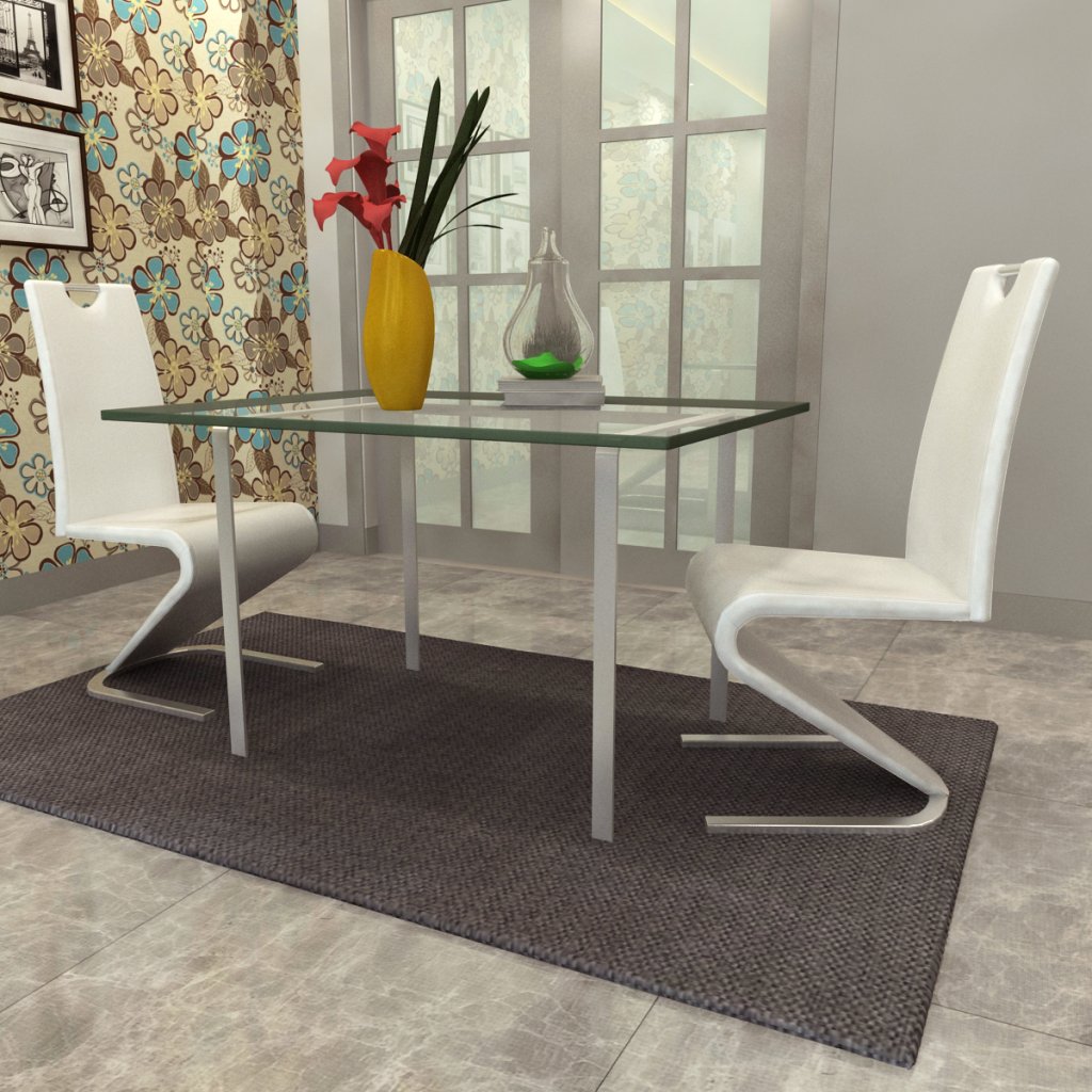 YOUTASTE Sedia Da Pranzo In Ecopelle Bianca, Set Da 2, Con Struttura In Metallo E Seduta Imbottita, Portata 136 Kg