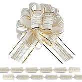 BeiLeiNiceHK 6 Inch 12 Pack Large Pull Bow Gift Wrapping bows, Ribbon Pull Bows for Wedding Gift Baskets, Party Gift Wrap Bows, Presents Decorating Bows to Wrap Box or Decoration (White)