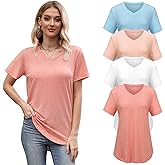 VILIGO 4 Pack Oversized Tshirts for Women Short Sleeve V Neck T Shirts Casual Tunic Tops Loose Fit Shirts Plus Size Tops