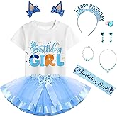 PixiePicks Girls Birthday Outfit- Shirt and Tutu Skirt Dress,Hairpin Satin sash for Children's Holiday Dress Halloween Outfit