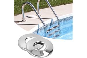 LADIESHOW 2 Pcs Pool Ladder Escutcheon,Escutcheons Plates Stainless Steel Pool Ladder Cover Plate Pool Handrail Covers Pool Ladder Rings Fits for 4.3Cm/1.69" Diameter Tubing Pool Handrail Covers