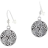 Jewelry Trends Sterling Silver Celtic Triskele Trinity Knot Dangle Earrings