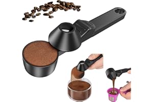 Coffee Scoop and Funnel with Built-in Leveler, PCTG 2 Tablespoon Measuring Scoop for Protein Powder, Ground Coffee, K-Cup Pod