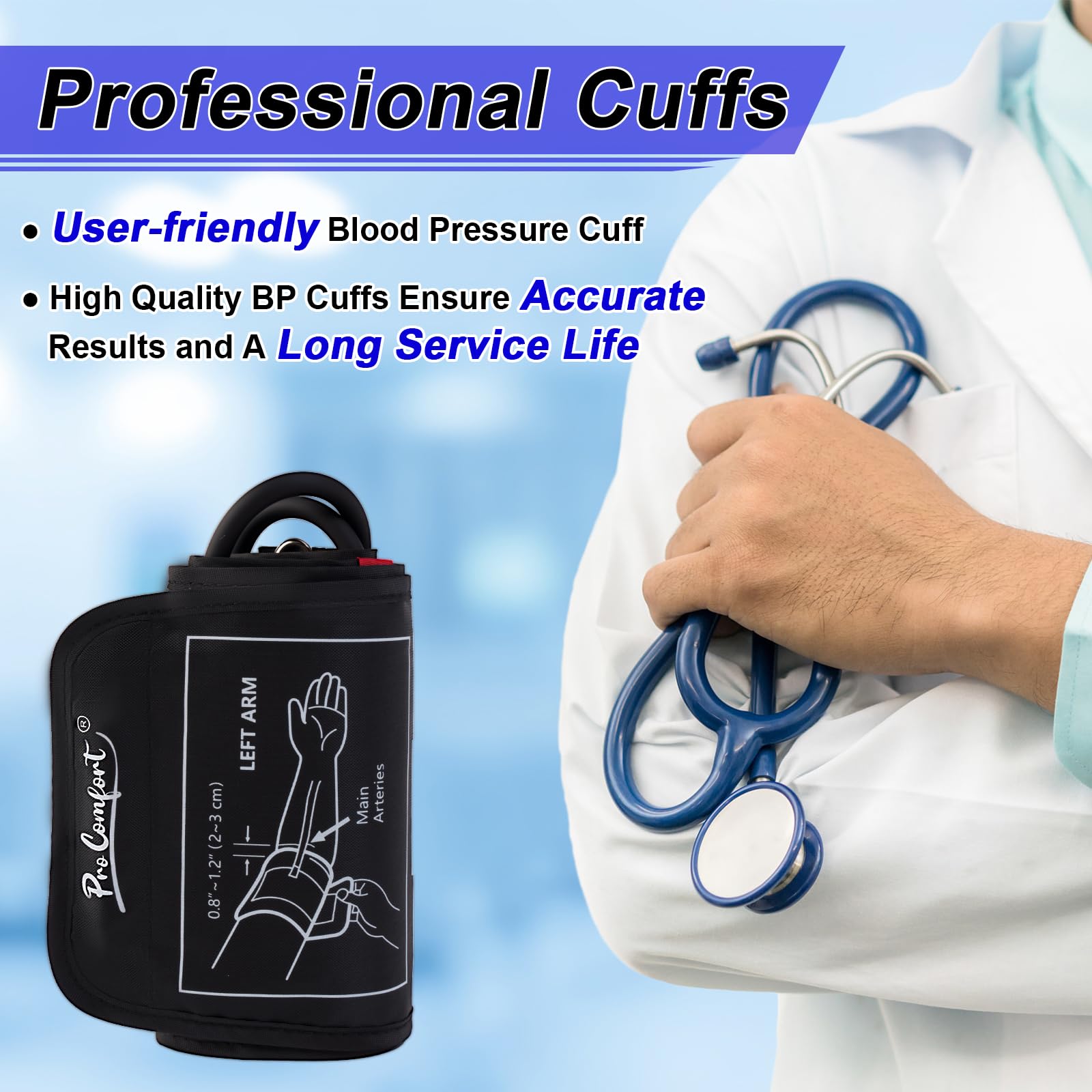 Small Pediatric Blood Pressure Cuff for Kids, Slim Arm, Child BP Cuff (5.9-9.5 Inches Arm Circumference), Replacement Cuff with 8 Connectors, Compatible with Most Monitors