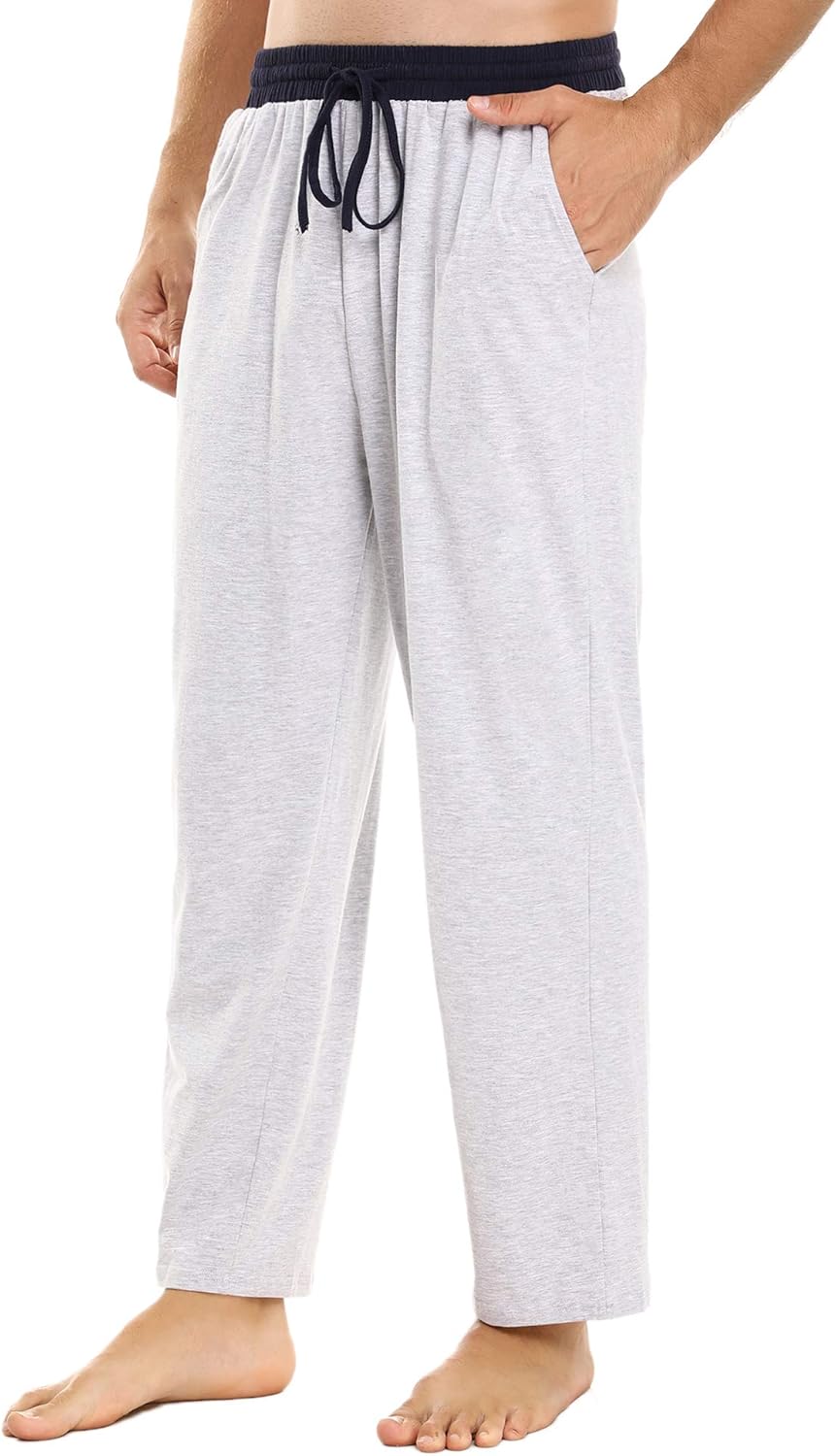 Herren Schlafanzughose Lang - Bequeme Pyjamahose Mit Elastikbund & Taschen