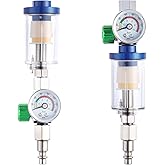 ENDOZER Oil Water Separator, Air Filter with Pressure Gauge, Pressure Regulator for Air Spray Gun, G1/4" Inlet and Outlet