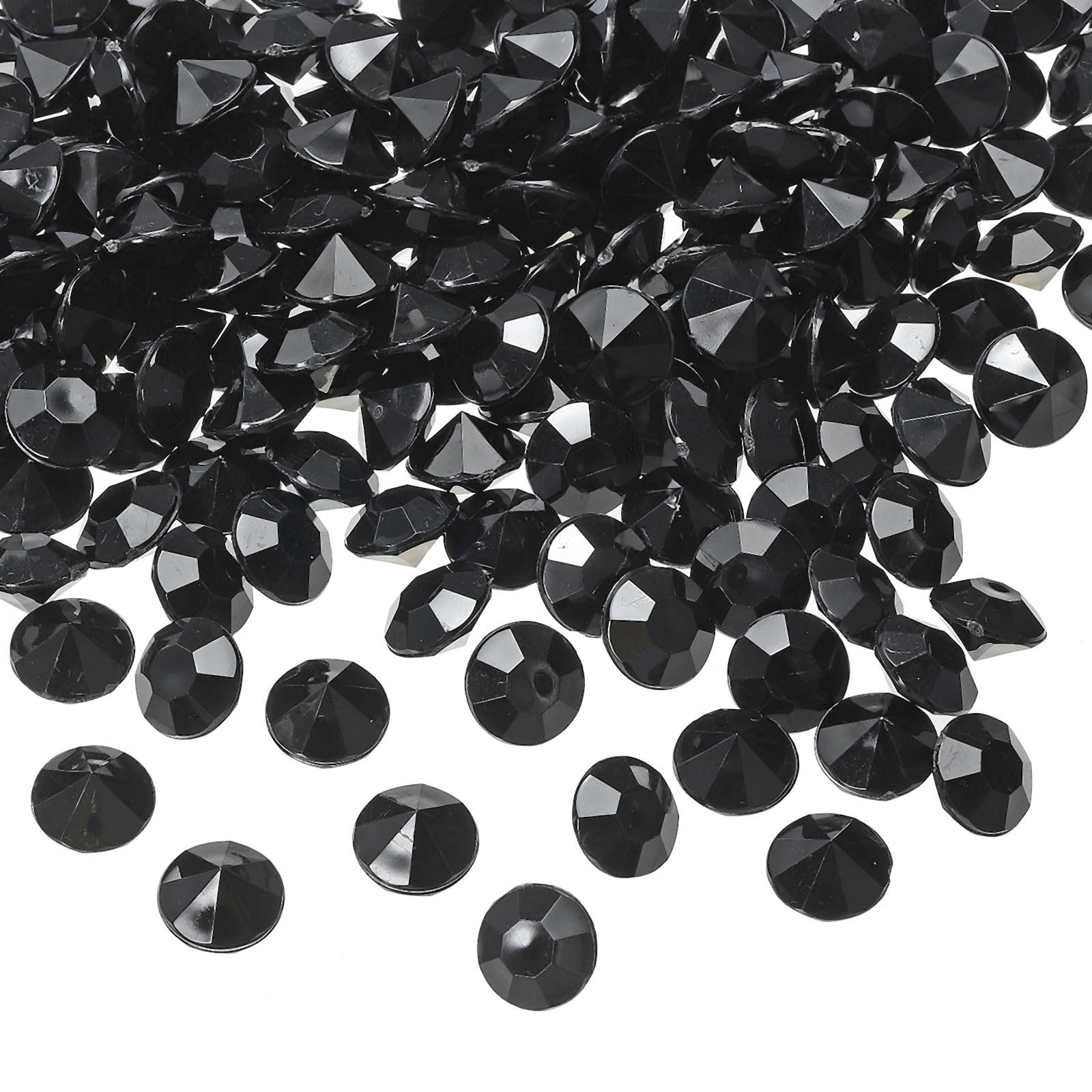 PATIKIL 1000 Pieces Acrylic Diamonds Vase Fillers Plastic 10mm Fake Crystals Gems Wedding Table Scattering Diamond for Wedding Decor Bridal Shower Party Photography Props, Black
