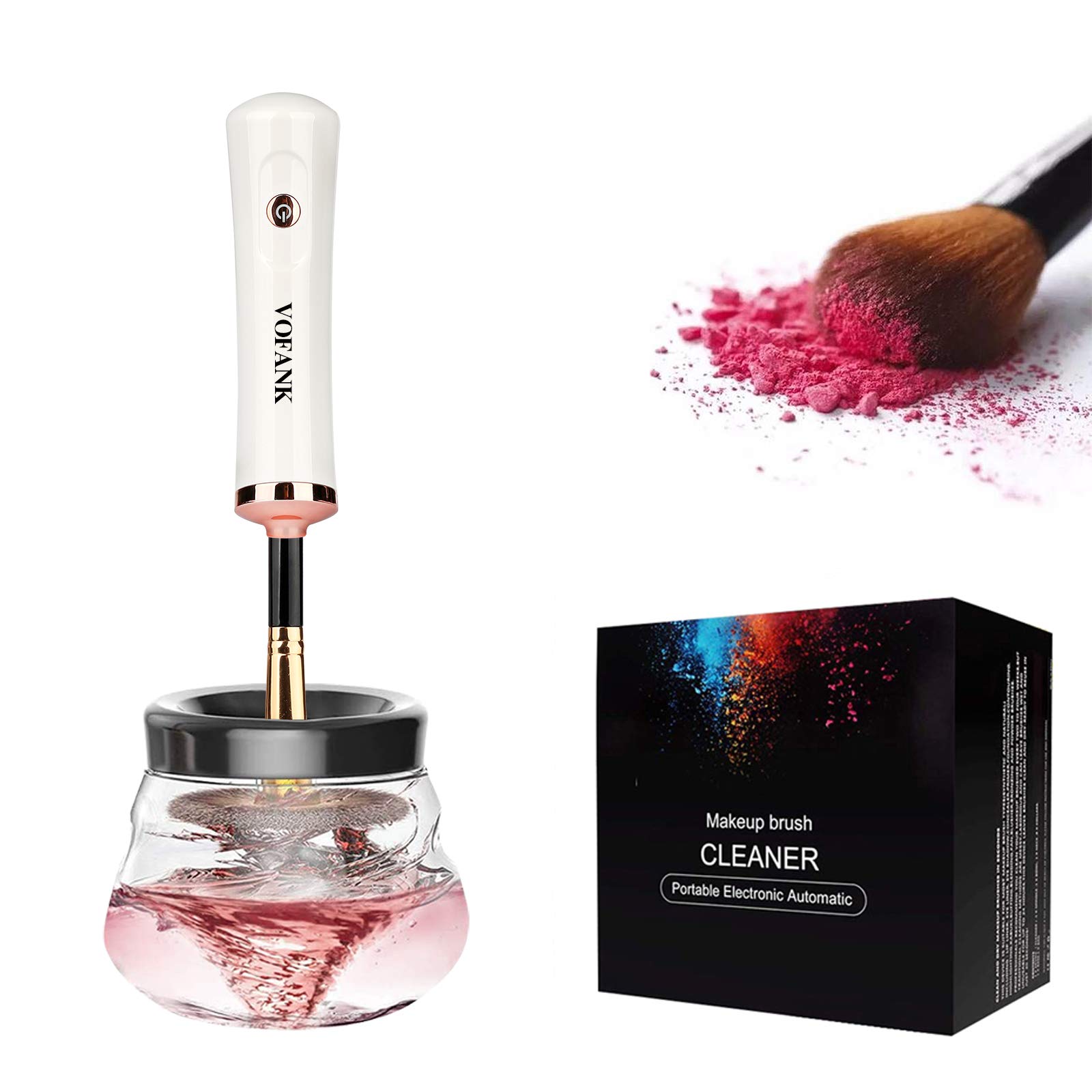 Makeup Brush Cleaner, Automatic Super-Fast Electric Spinner Cleaner & Dryer Tools, Suitable for Most Makeup Brushes (White)