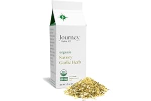 Organic Savory Garlic Herb Seasoning by Journey Spice Co. | Salt-Free, Sugar-Free, Non-GMO, MSG-Free | Natural Mediterranean Italian-Inspired Spice Herb Blend for Garlic Bread, Potatoes, Veggies, Dinner Rolls, and More.