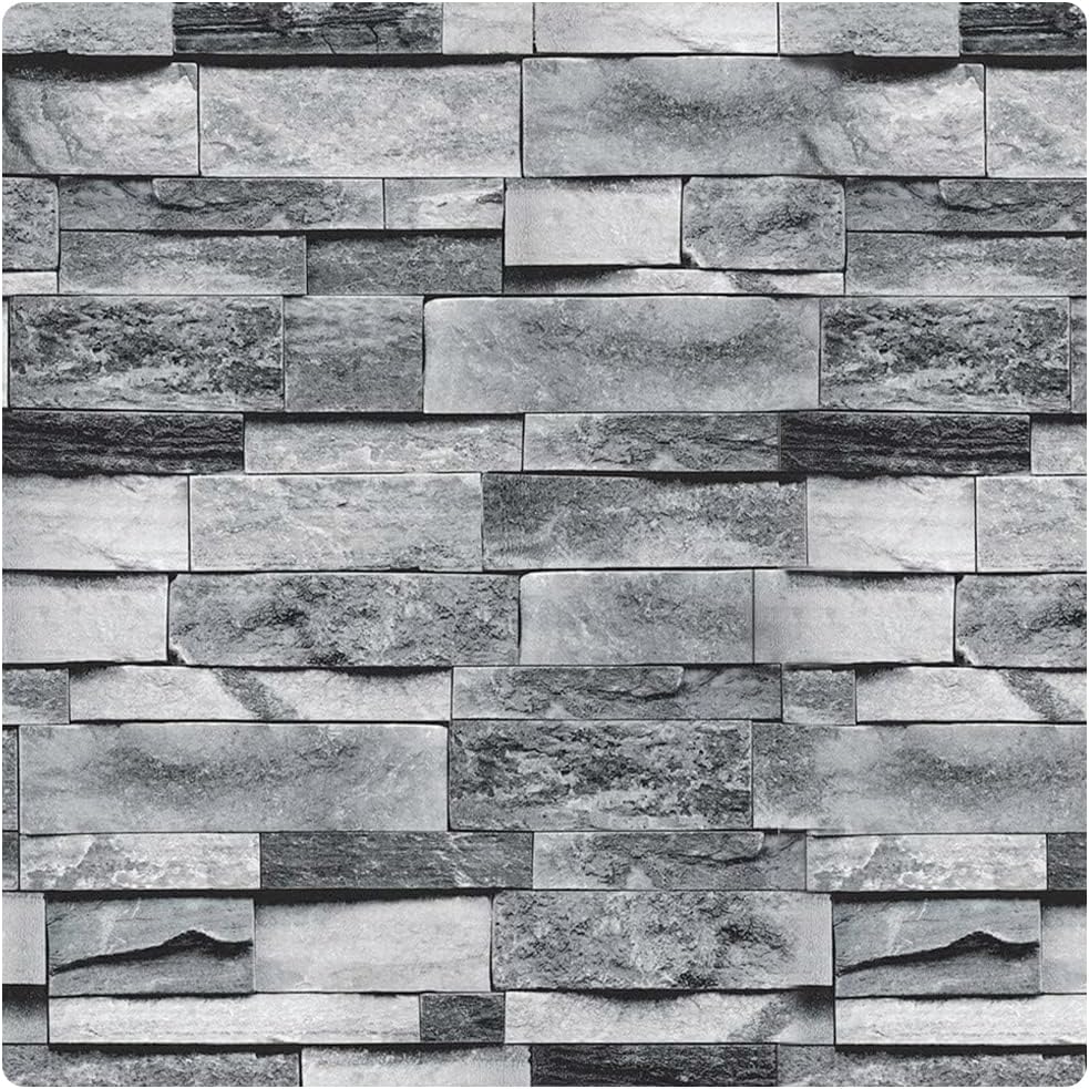 Ohmywor Grey Brick Peel and Stick Wallpaper 45x300cm Self Adhesive PVC