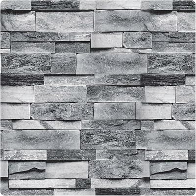 Ohmywor Grey Brick Peel and Stick Wallpaper 45x300cm Self Adhesive PVC