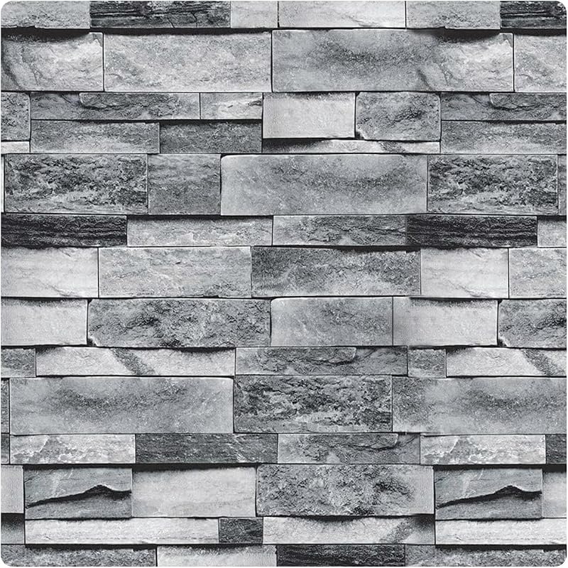 Ohmywor Grey Brick Peel and Stick Wallpaper 45x300cm Self Adhesive PVC