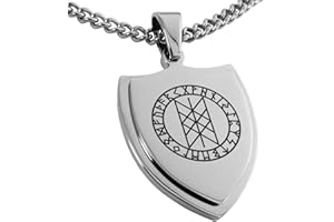 Tioneer Stainless Steel Vegvisir Web of Wyrd Skuld’s Net Viking Shield Pendant Necklace