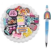 Focal Beads,Silicone Focal Beads for Pens Random Different 30 PCS Phrase Mama MOM Blessed Silicone Bead Bulk Keychains Jewelry Making