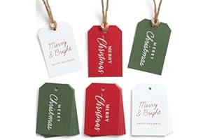 ZICOTO Beautiful Modern Christmas Gift Tags - 48 Quality Paper Labels with Rope for Personalizing Your Holiday Presents - Spread Joy and Cheer with These Festive Christmas Name Tag Stickers
