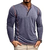 Mens Shirts Long Sleeve Casual Classic Henley Cotton T-Shirts Lightweight Button Tee Shirts