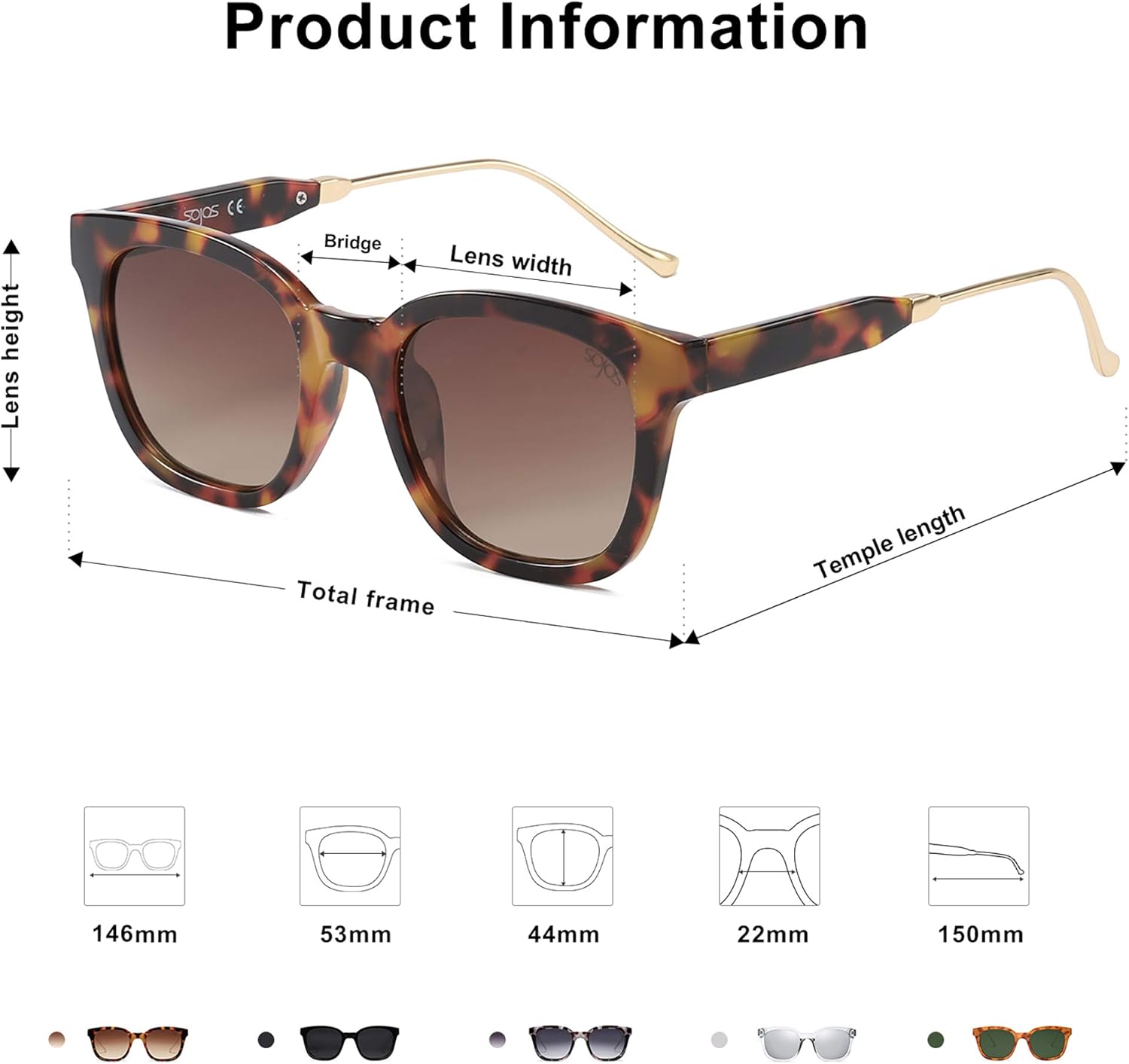 SOJOS Classic Square Polarized Sunglasses Unisex UV400 Mirrored Glasses SJ2050 with Tortoise Frame/Gradient Brown Lens: Shoes