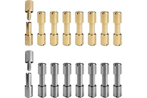 NUFIWRA 16 Sets Brass Bracket Bolt Fasteners and Stainless Steel Bracket Bolt Fasteners Tool Knife Handle Pins Knife Making Supplies Tactical Lock Rivets Knife Screws, Head Diameter 6 mm