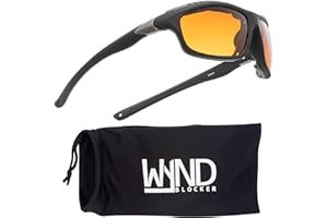 WYND Blocker Airdam Sunglasses Motorcycle Riding, Driving, Fishing, Boating Wrap (Black Matte, Blue Blocking)