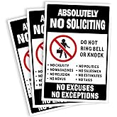No Soliciting Sign For House Stickers, 3 Pack 6x4 Inch Reflective Vinyl Decals for Front Door, Porch, House or Office, Do Not Knock or Ring Bell Door Stickers – Waterproof, Fade-Resistant, Easy Peel & Stick Soslina
