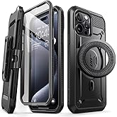 SUPCASE Unicorn Beetle Pro Mag Case for iPhone 15 Pro Max 6.7", Compatible with MagSafe Full Body Rugged Case with Built-in Screen Protector & Kickstand & Belt-Clip (Black)