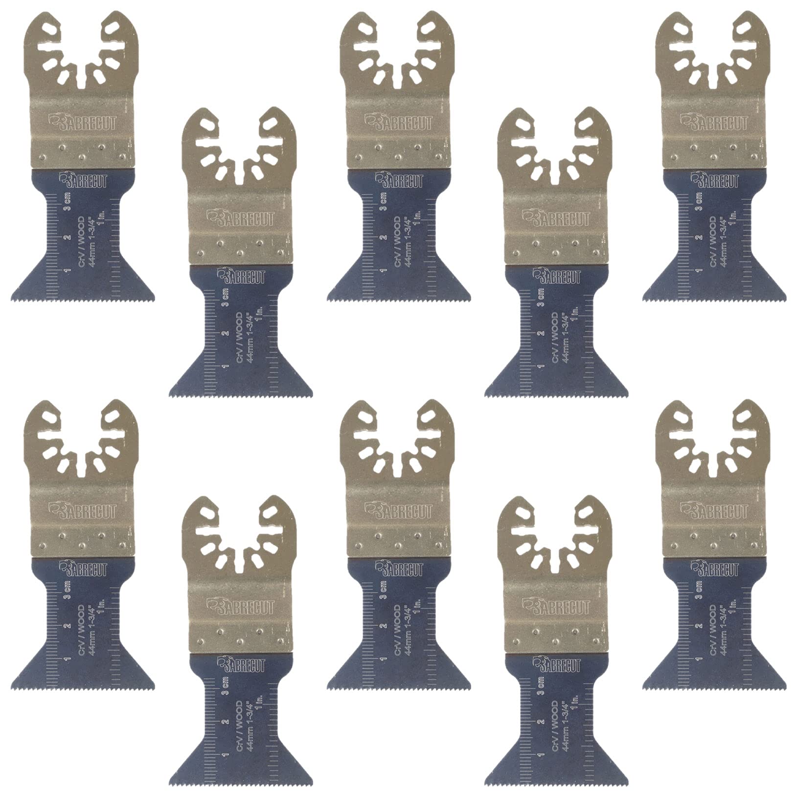 10 x SabreCut SP44F_10 44mm Fast Fit Fine Tooth Wood Blades Compatible with Dewalt, Stanley, Black and Decker, Bosch, Fein, Makita, Milwaukee, Parkside, Ryobi, Worx Multi Tool Accessories