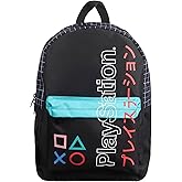 Bioworld Sony Playstation 16.5" Kanji Color Block Laptop Backpack with Adjustable Straps Travel Backpack