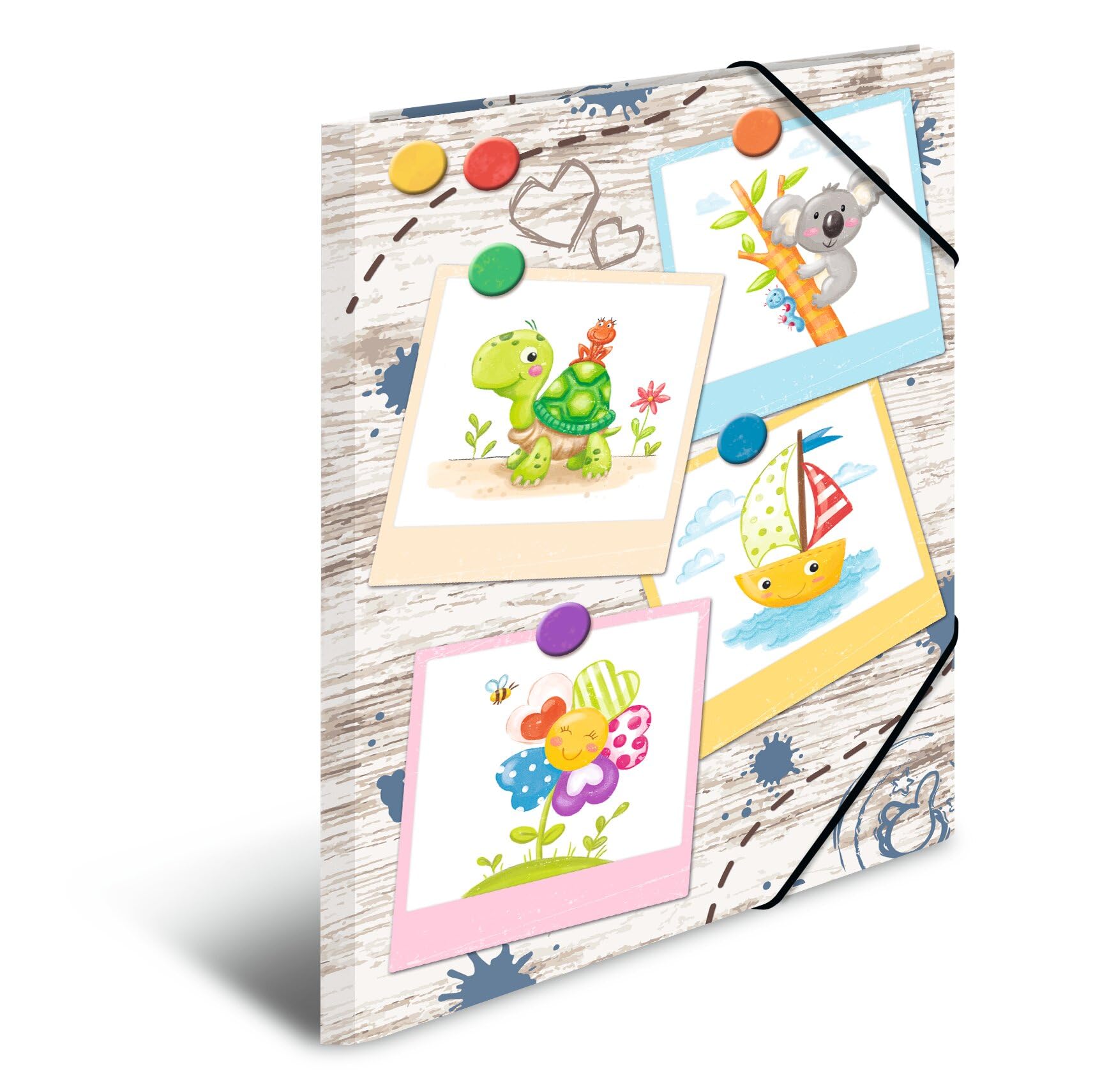 HERMA Elastic Folder Kindergarten with Sandbox Friends Motif, A3, Sturdy Cardboard, with Inner Print, 1 Span Folder