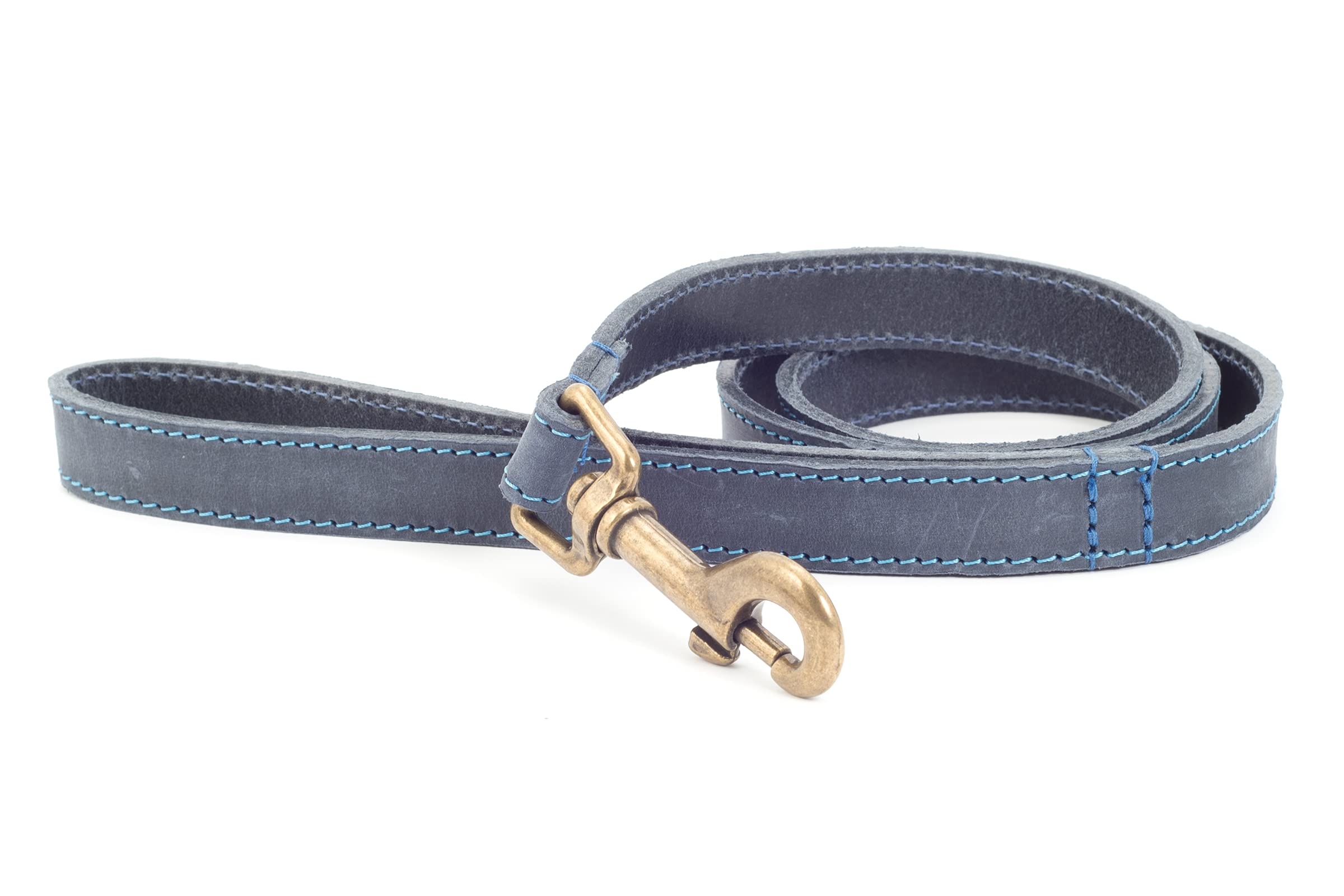 Ancol Timberwolf Soft Handcrafted Leather Dog Lead in Blue - Supple Durable Pet Walking Accessory with Heavy Duty Hardware - 60cm x 19mm — image 1