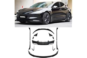 WildWell Full Body Kit for 2024-2025 Tesla Model 3 Highland, Rear Spoiler, Rear Diffuser, Front Lip, Side Skirts, Fog Light Trims Model 3 Accessories Matte Black