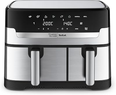 Tefal Easy Fry Dual Drawer Air Fryer EY90JDG0 Stainless Steel 8.3L