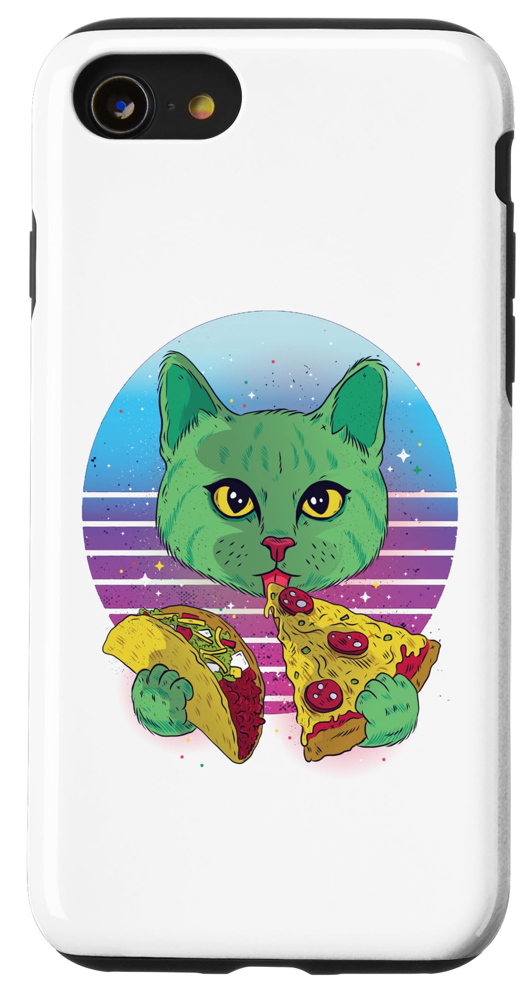 Cosmic Cat Pizza Taco Cat Green Cat Galaxy Case for iPhone SE (2020) / 7/8
