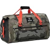 BORLENI Waterproof Motorcycle Duffel Bag 50L Roll Up Tail Bag Reflective | Zipper Free Main Opening, Outer Mesh Zip Pocket for Wet Dry Storage, Air Valve, MOLLE, Reflective, Stackable Design 500D PVC