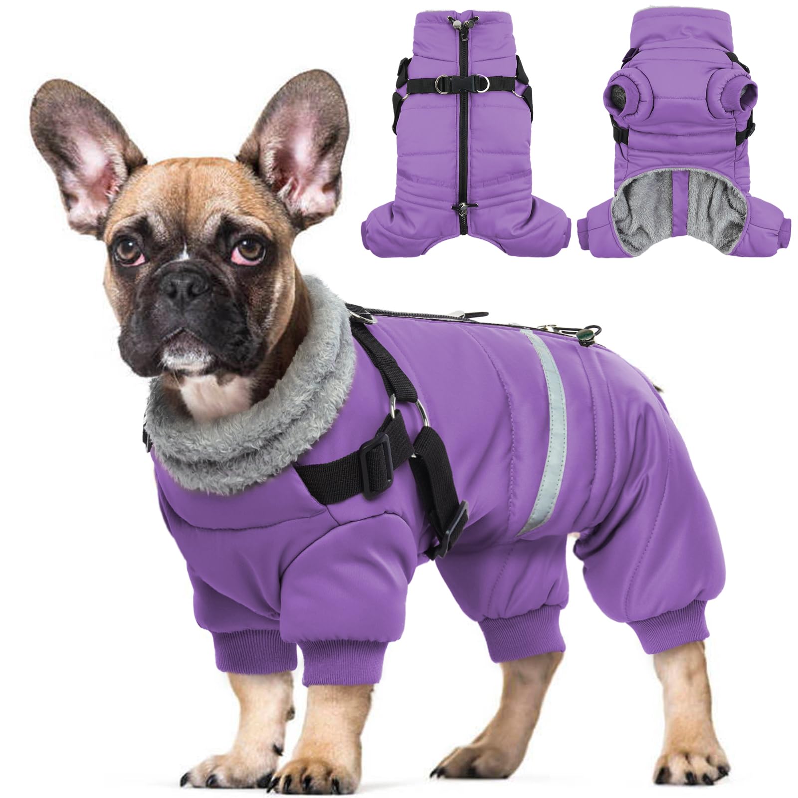 Hjyokuso Dog Coat - Warm Waterproof Jacket With Harness for Small Medium Large Dogs, Winter Clothes With Legs and Zipper Closure - XL — image 1