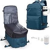 VECAVE Vacuum Travel Backpack with Pump for Women, Personal Item Carry on Backpacks Flight Approved for Men,Laptop Waterproof Work Compression bags Casual Daypack(Blue)