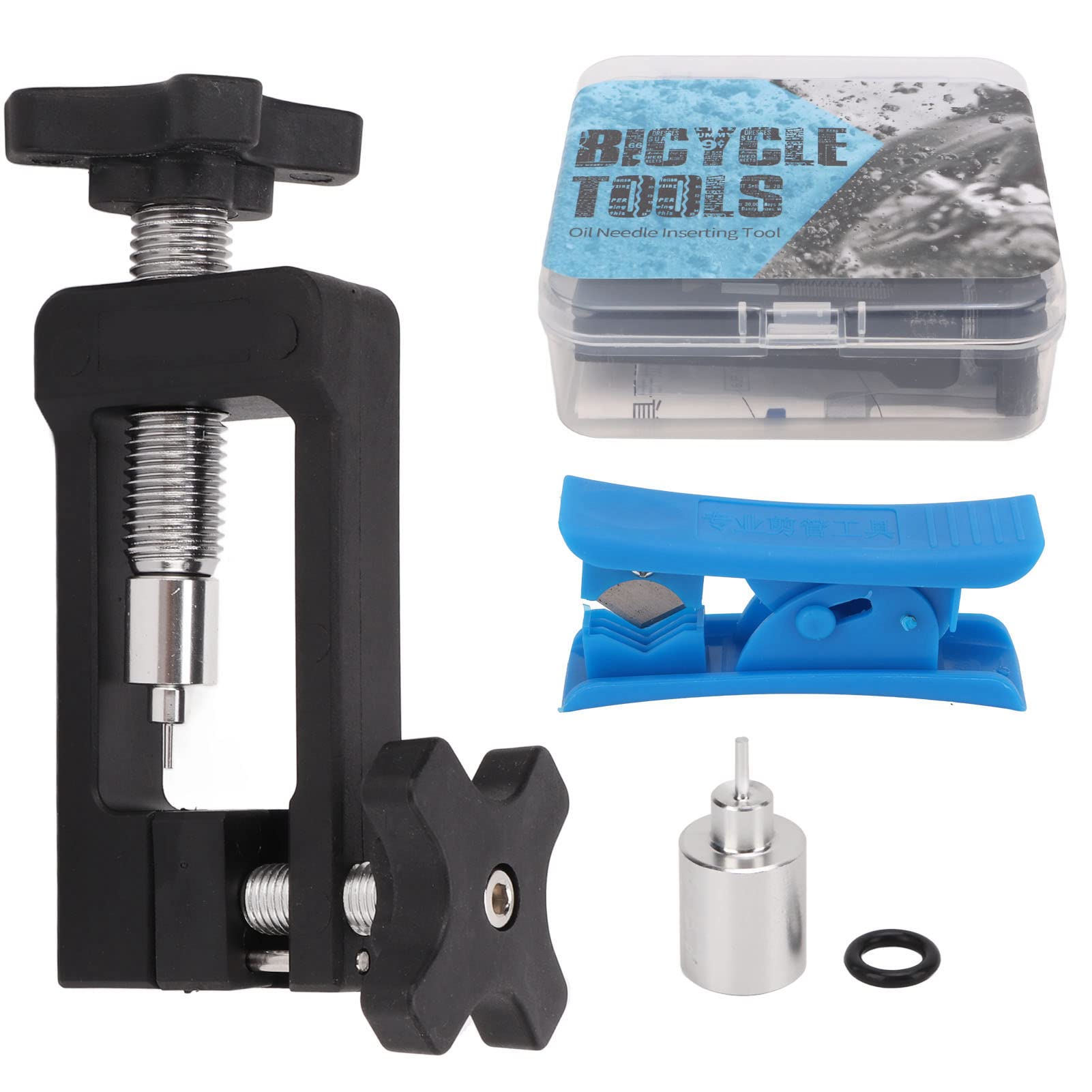 Ejoyous Mountain Bike Oiling Needle Inserting Tool, Bicycle Hydraulic Disc Brake Hose Banjo Inserting Tool Set with Cutter for SRAM Oil Needle Five Wire Body Cuttable Oil Tubing