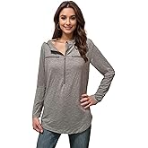 Youdiao Chemo Shirts for Women with Port Access Long Sleeve Side Snaps Dual Zipper for Post Surgery and Dialysis Recovery