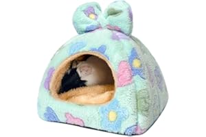 Tierecare Guinea Pig Hideout Hamster Bed Chinchilla House Cute Habitat Warm&Cozy Cage Accessories for Ferret Hedgehog Small Pet Washable