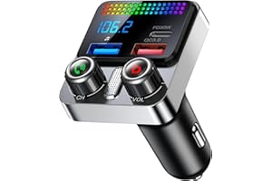 HUNDRUP Bluetooth 5.4 Car Adapter 48W Charging USB Bluetooth Adapter for Car,Wireless Fm Transmitter Radio,Song Switching,Handsfree Calling and Audio Receiver,HiFi Music Player,Matrix LED Effects