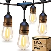 addlon LED Outdoor String Lights 48FT Edison Vintage Weatherproof ETL | Commercial Grade Strand with Shatterproof Bulbs, Decorative Hanging Lights for Patio Backyard Garden Cafe Bistro Deck