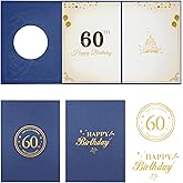 IRENE 60th Birthday Decorations, Navy Blue Gold Happy 60th Birthday Anniversary Party Guest Book for Men Women Alternative Signature Board Card for Creative Signing Party Supplies