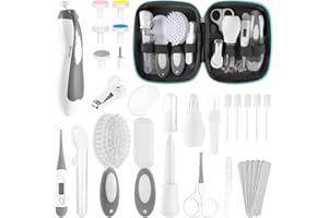 POPYJAN Baby Healthcare and Grooming Kit for Newborn Kids, 31PCS Upgraded Safety Baby Care Kit, Newborn Nursery Health Care Set, Baby Care Products （Grey White)